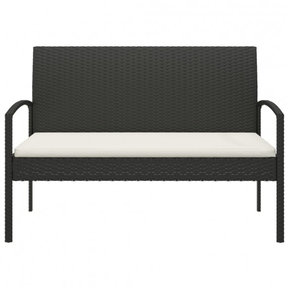 Banc de jardin avec coussin noir 105 cm résine tressée