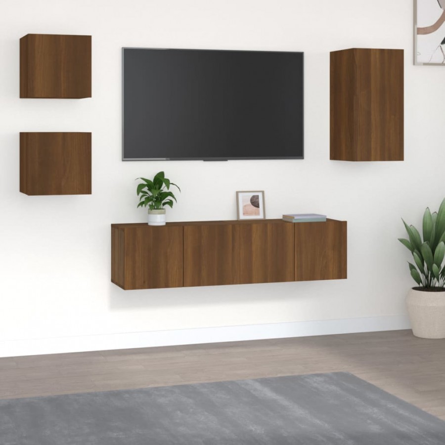 Ensemble de meubles TV 5 pcs Chêne marron Bois d'ingénierie