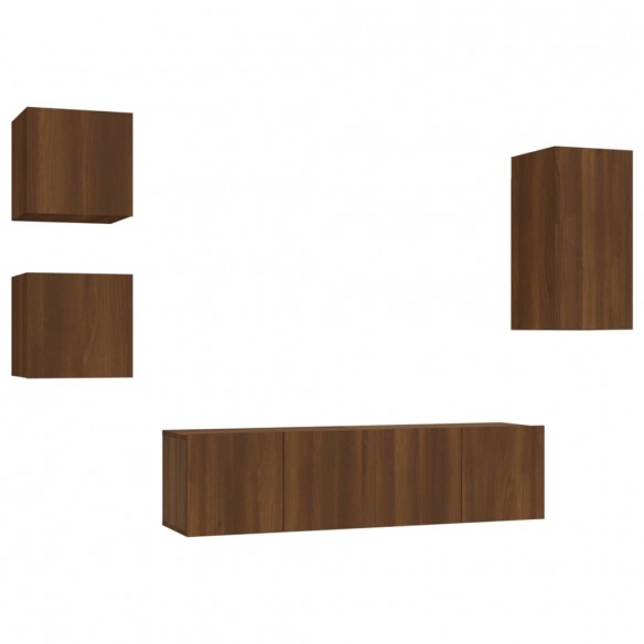 Ensemble de meubles TV 5 pcs Chêne marron Bois d'ingénierie