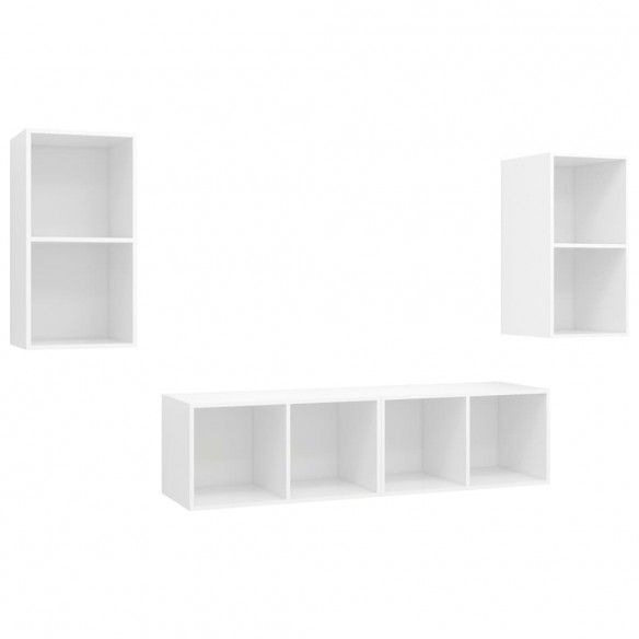 Meubles TV muraux 4 pcs Blanc Aggloméré