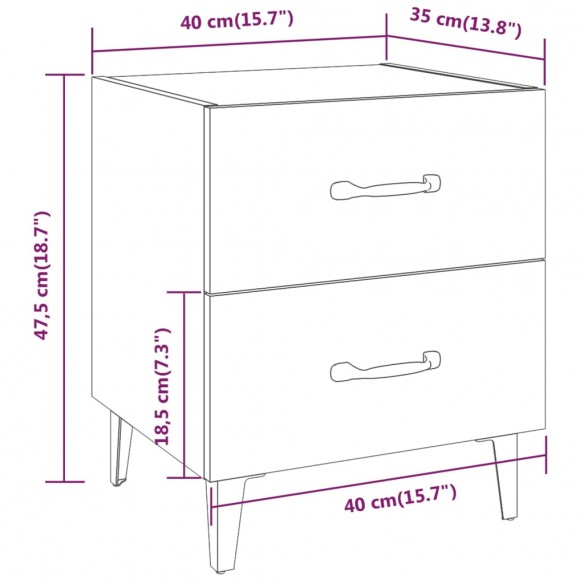 Table de chevet Sonoma gris 40x35x47,5 cm