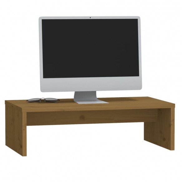 Support de moniteur Marron miel 50x27x15 cm Bois de pin solide