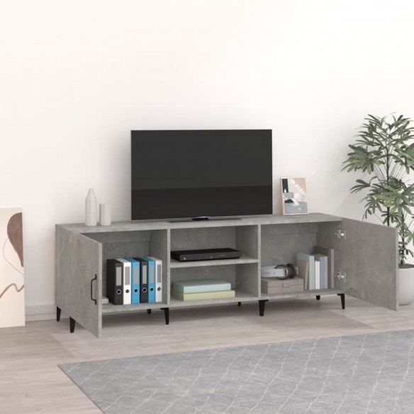 Meuble TV gris béton 150x30x50 cm bois d'ingénierie