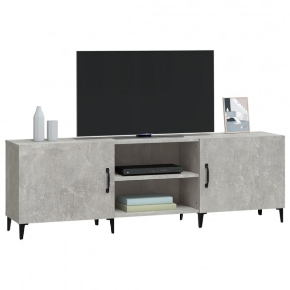 Meuble TV gris béton 150x30x50 cm bois d'ingénierie