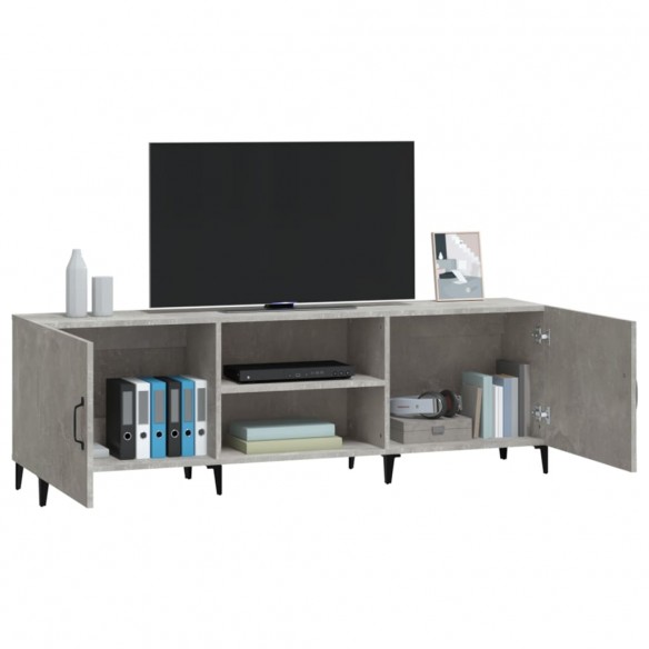 Meuble TV gris béton 150x30x50 cm bois d'ingénierie