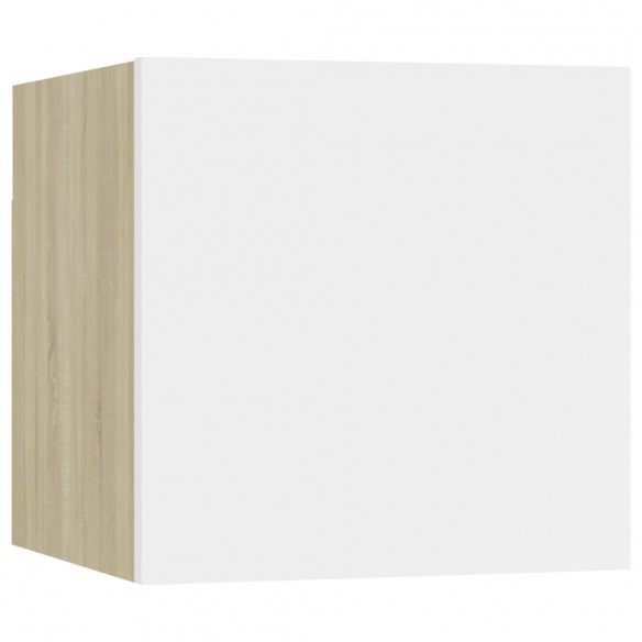 Meubles TV muraux 8 pcs Blanc et chêne sonoma 30,5x30x30 cm