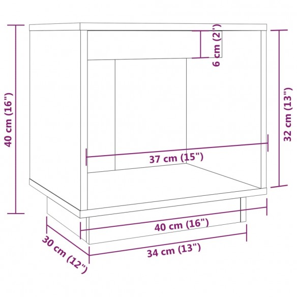 Table de chevet Gris 40x30x40 cm Bois de pin solide