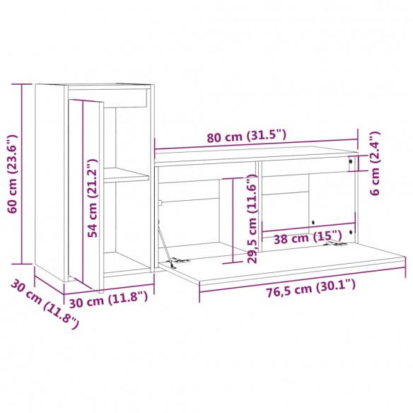 Meubles TV 2 pcs Marron miel Bois massif de pin