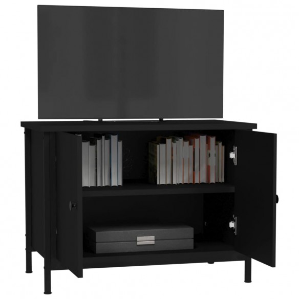 Meuble TV avec portes noir 60x35x45 cm bois d'ingénierie