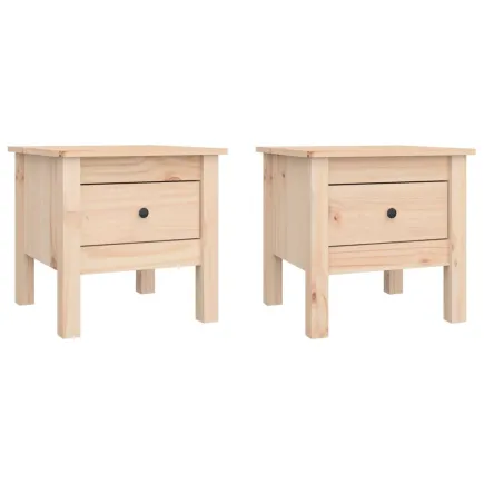 Tables d'appoint 2 pcs 40x40x39 cm Bois massif de pin 2