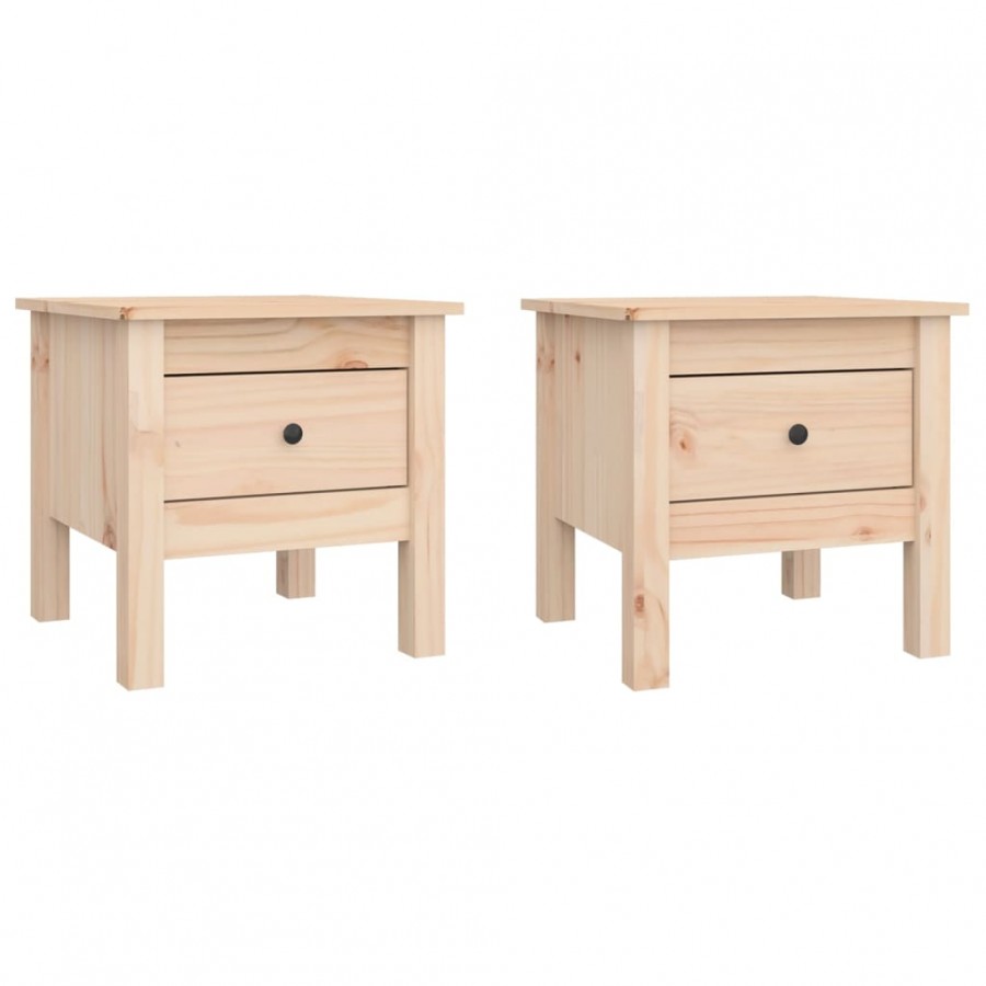 Tables d'appoint 2 pcs 40x40x39 cm Bois massif de pin
