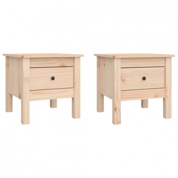 Tables d'appoint 2 pcs 40x40x39 cm Bois massif de pin