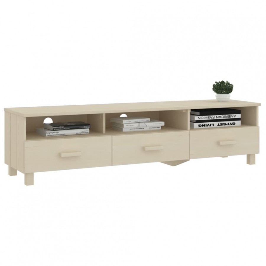 Meuble TV HAMAR Marron miel 158x40x40 cm Bois massif de pin Meuble TV HAMAR Marron miel 158x40x40 cm Bois massif de pin