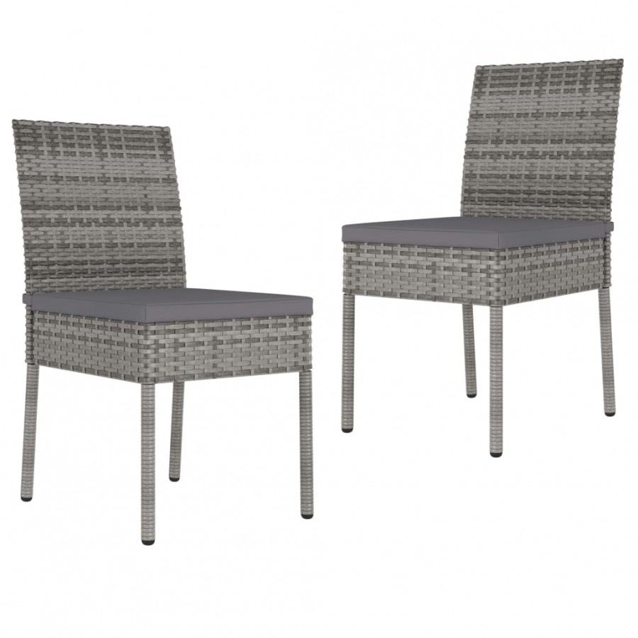 Chaises de salle à manger de jardin 2 pcs Résine tressée Gris