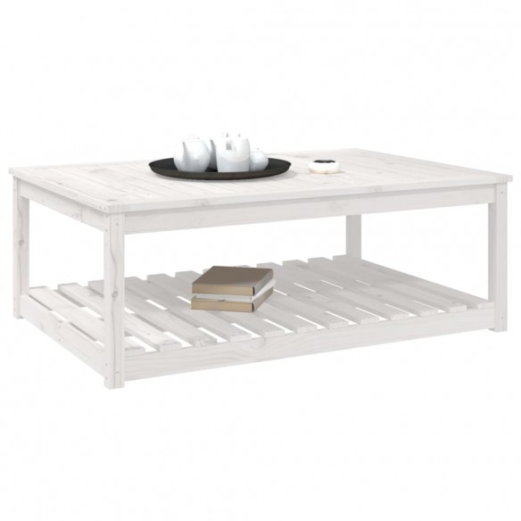 Table de jardin blanc 121x82,5x45 cm bois massif de pin