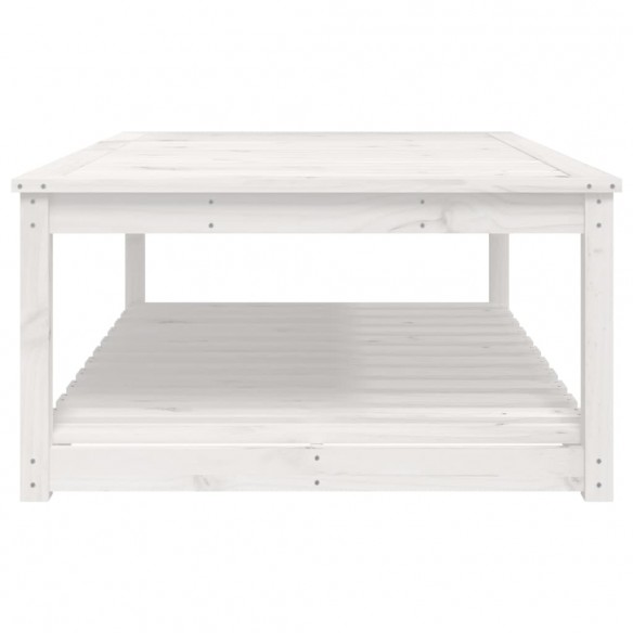 Table de jardin blanc 121x82,5x45 cm bois massif de pin