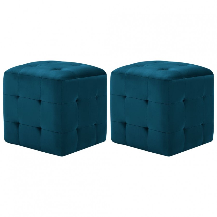 2 pcs Tables de chevet Bleu 30x30x30 cm Tissu velours