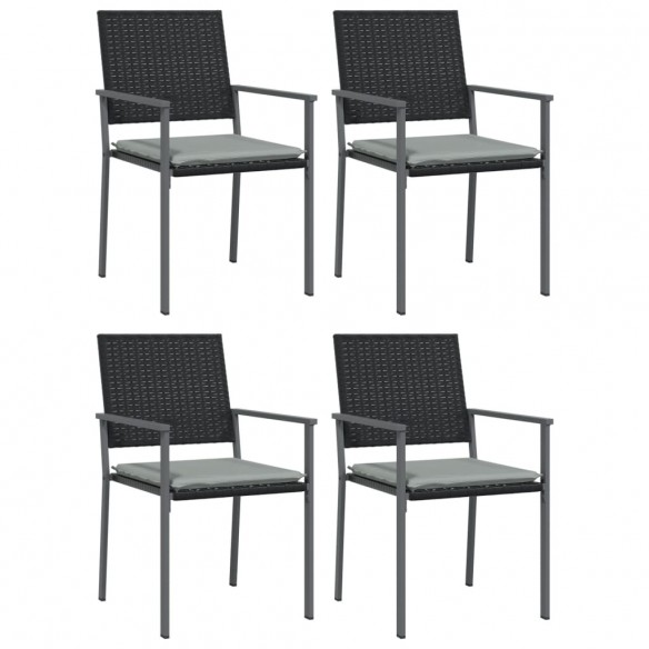 Chaises de jardin et coussins lot de 4 noir 54x62,5x89 cm rotin