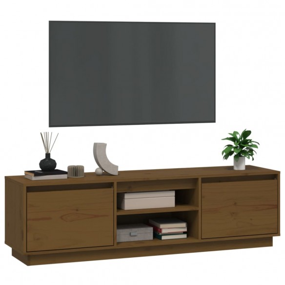 Meuble TV Marron miel 140x35x40 cm Bois de pin massif