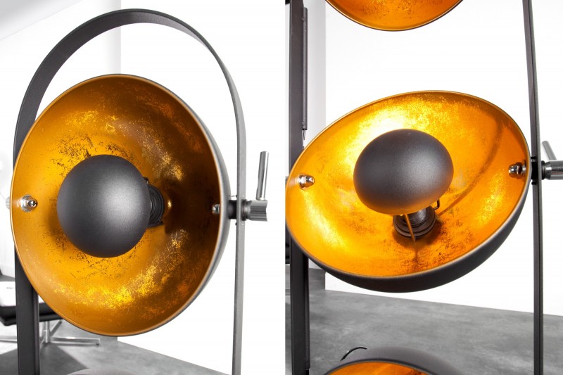 Ensemble de 3 lampadaires en acier inoxydable coloris noir et or