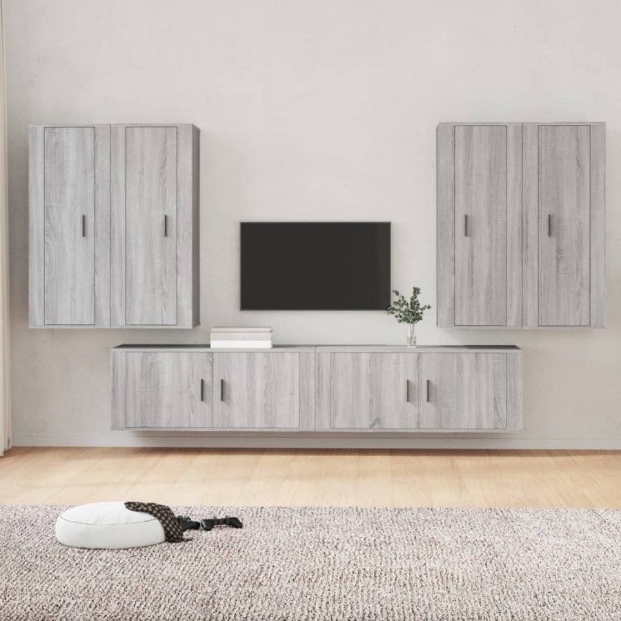 Ensemble de meubles TV 6 pcs Sonoma gris Bois d'ingénierie