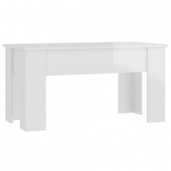 Table basse Blanc brillant 101x49x52 cm Bois d'ingénierie