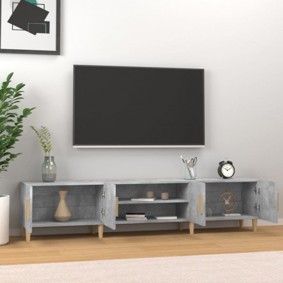 Meuble TV gris béton 180x31,5x40 cm bois d'ingénierie