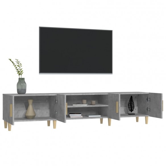 Meuble TV gris béton 180x31,5x40 cm bois d'ingénierie