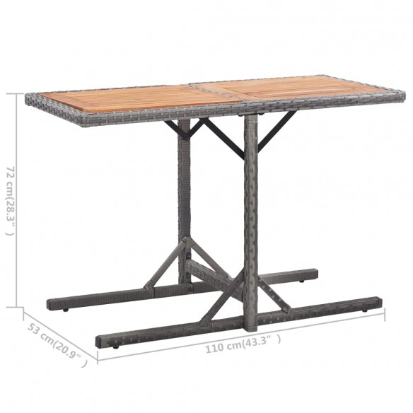 Table de jardin Anthracite Résine tressée et bois d'acacia