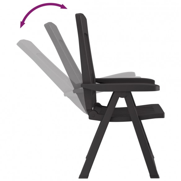 Chaises inclinables de jardin 2 pcs anthracite PP