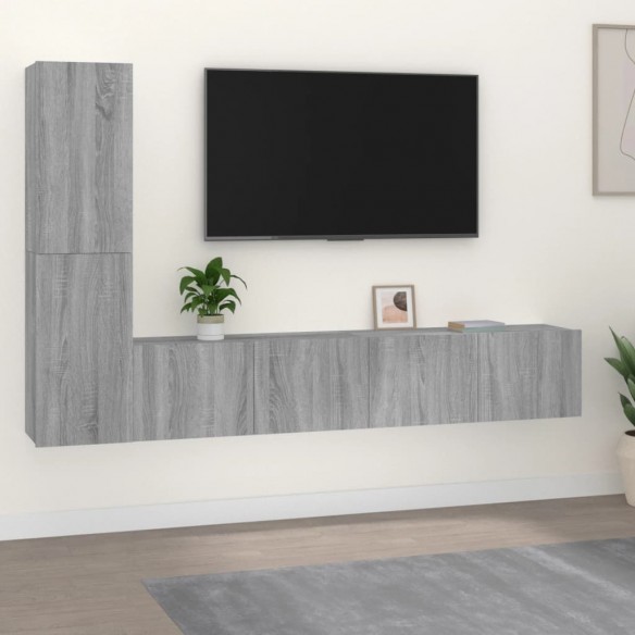 Ensemble de meubles TV 4 pcs Sonoma gris Bois d'ingénierie