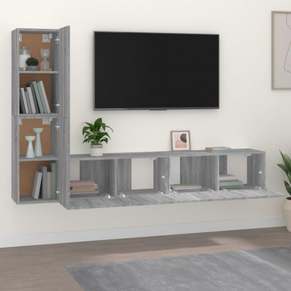 Ensemble de meubles TV 4 pcs Sonoma gris Bois d'ingénierie