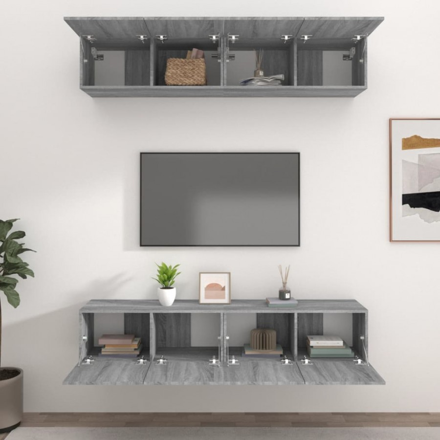 Meubles TV 4 pcs Sonoma gris 80x30x30 cm  Meubles TV 4 pcs Sonoma gris 80x30x30 cm