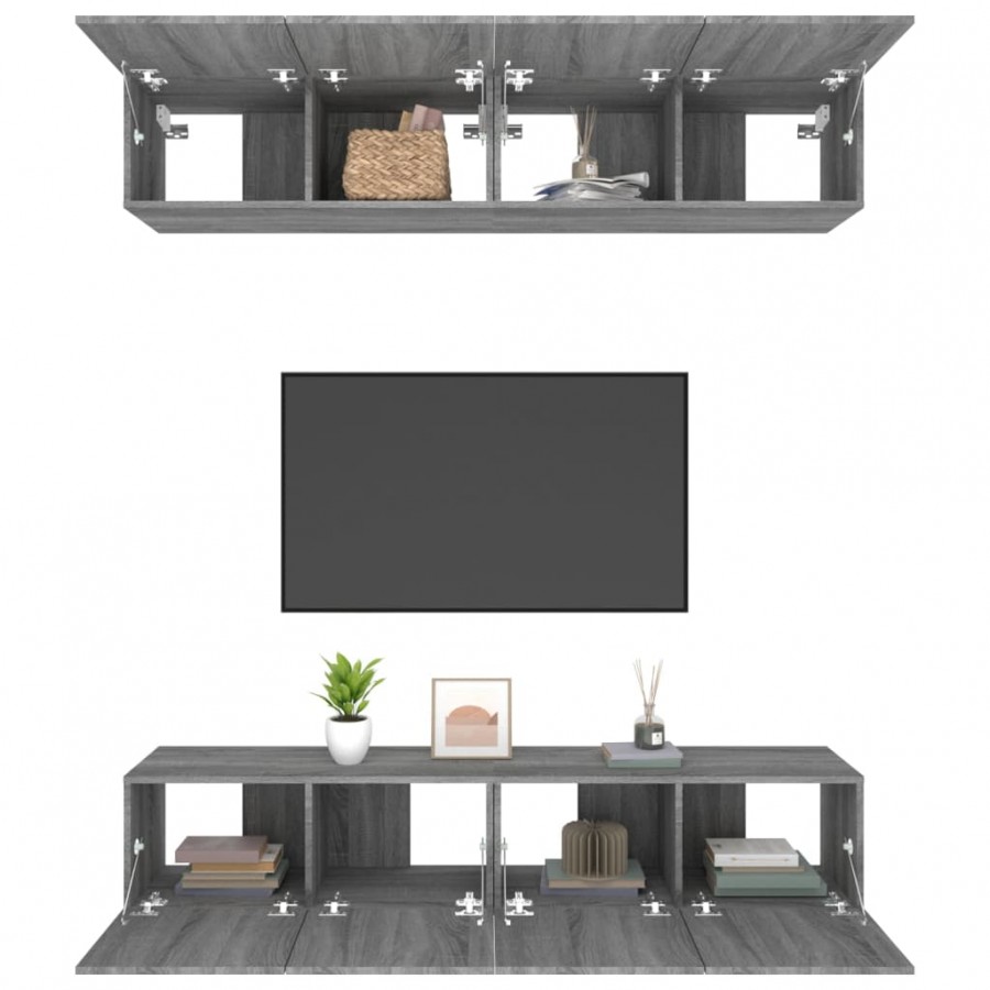 Meubles TV 4 pcs Sonoma gris 80x30x30 cm  Meubles TV 4 pcs Sonoma gris 80x30x30 cm