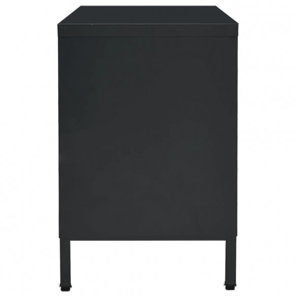 Meuble TV Noir 105x35x52 cm Acier et verre