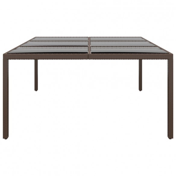 Table de jardin avec dessus en verre Marron 200x150x75 cm Rotin