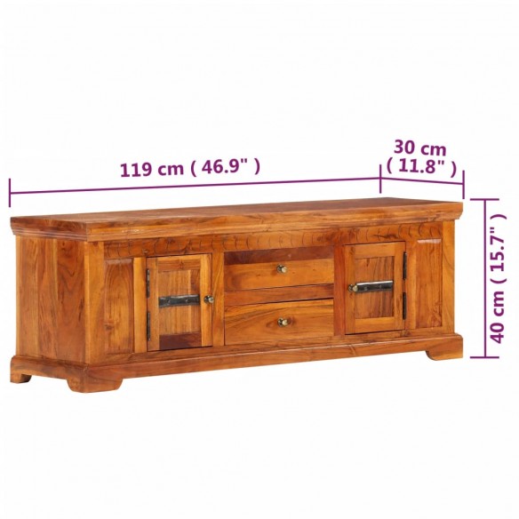 Meuble TV 119x30x40 cm Bois d'acacia massif