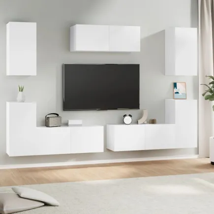 Ensemble de meubles TV 7 pcs Blanc