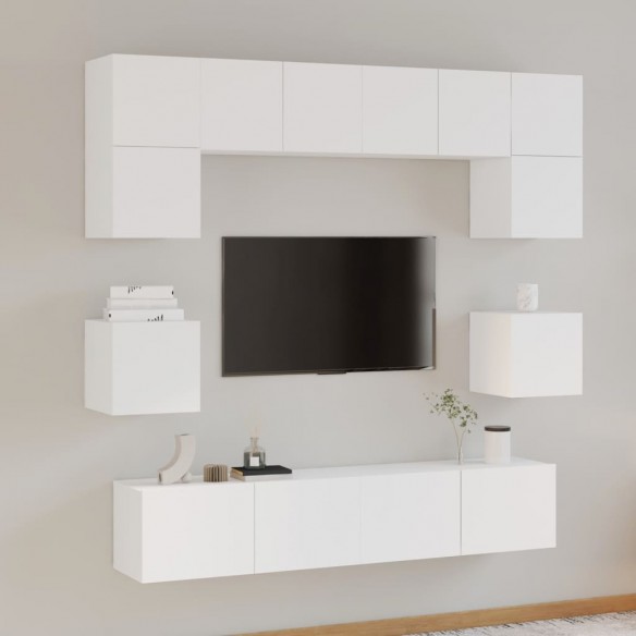 Ensemble de meubles TV 8 pcs Blanc Bois d'ingénierie