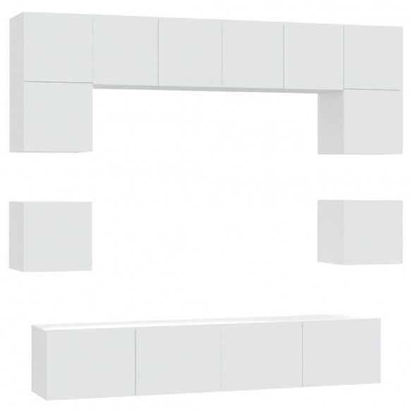 Ensemble de meubles TV 8 pcs Blanc Bois d'ingénierie