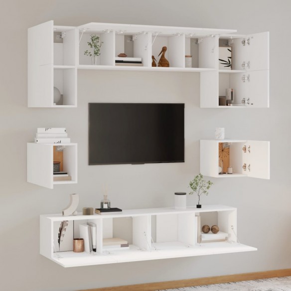 Ensemble de meubles TV 8 pcs Blanc Bois d'ingénierie