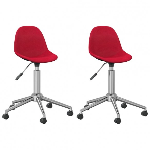 Chaises pivotantes à manger lot de 2 rouge bordeaux tissu