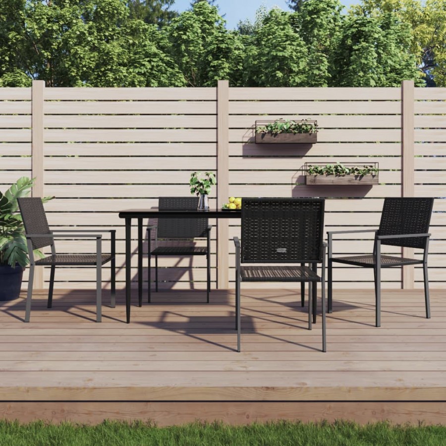 Chaises de jardin lot de 4 noir 54x62,5x89 cm résine tressée