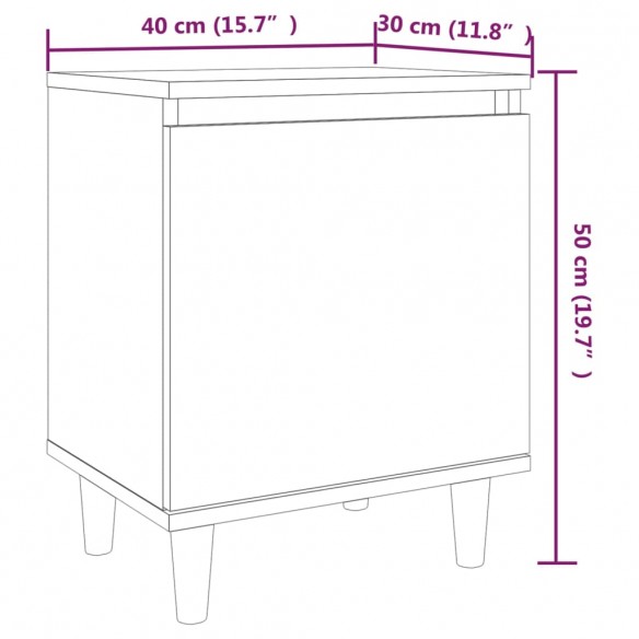 Table de chevet avec pieds en bois Sonoma gris 40x30x50 cm
