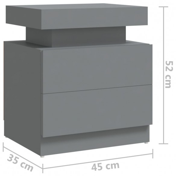 Table de chevet Gris 45x35x52 cm Aggloméré