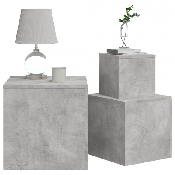 Tables d'appoint 3 pcs Gris béton Aggloméré