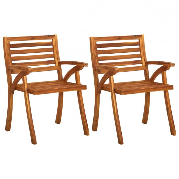 Chaises à dîner de jardin avec coussins 2 pcs Acacia massif