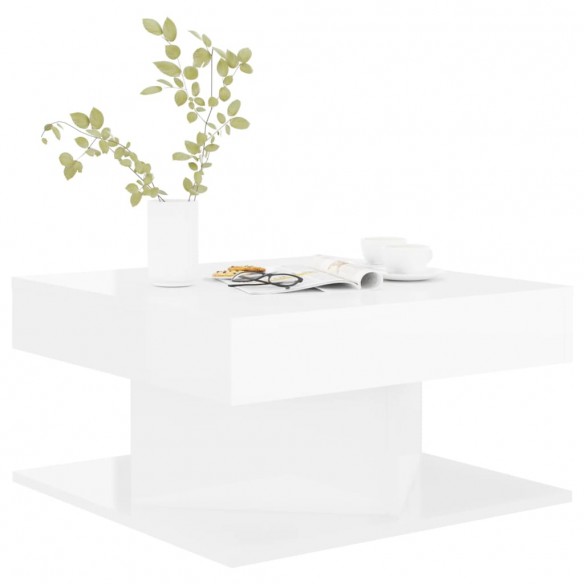 Table basse Blanc brillant 57x57x30 cm Aggloméré