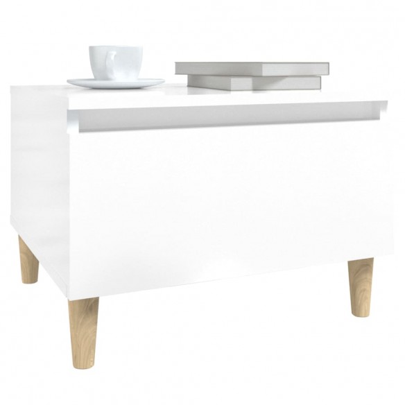 Table d'appoint Blanc brillant 50x46x35 cm Bois d'ingénierie