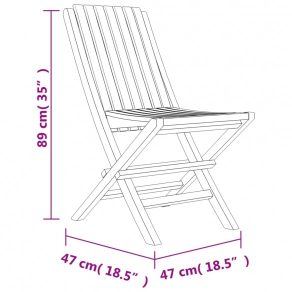 Chaises de jardin pliantes 8 pcs 47x47x89 cm bois massif teck